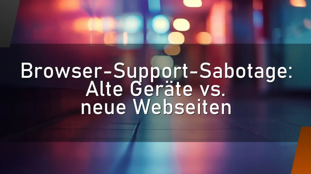 Browser-Support-Sabotage: Alte Geräte vs. neue Webseiten
