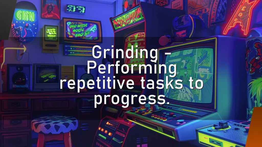 Grinding – Performing repetitive tasks to progress.