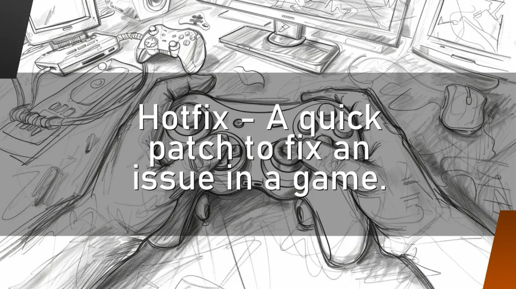 Hotfix – A quick patch to fix an issue in a game.
