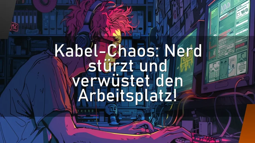 Kabel-Chaos: Nerd stürzt und verwüstet den Arbeitsplatz!