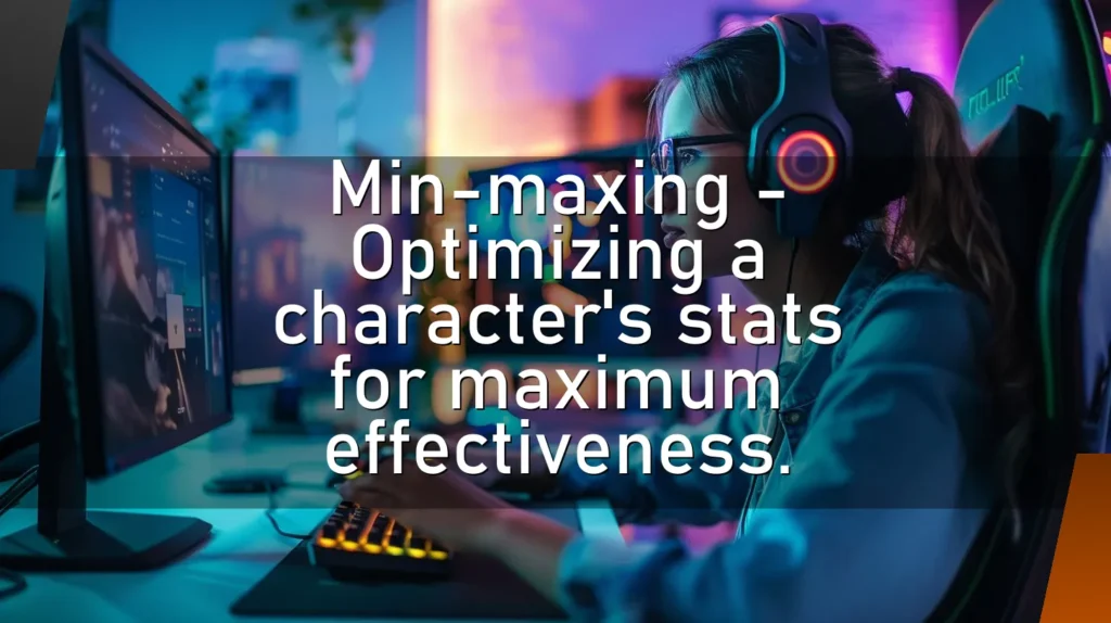 Min-maxing – Optimizing a character’s stats for maximum effectiveness.