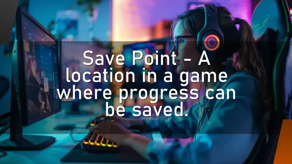 Save Point – A location in a game where progress can be saved.