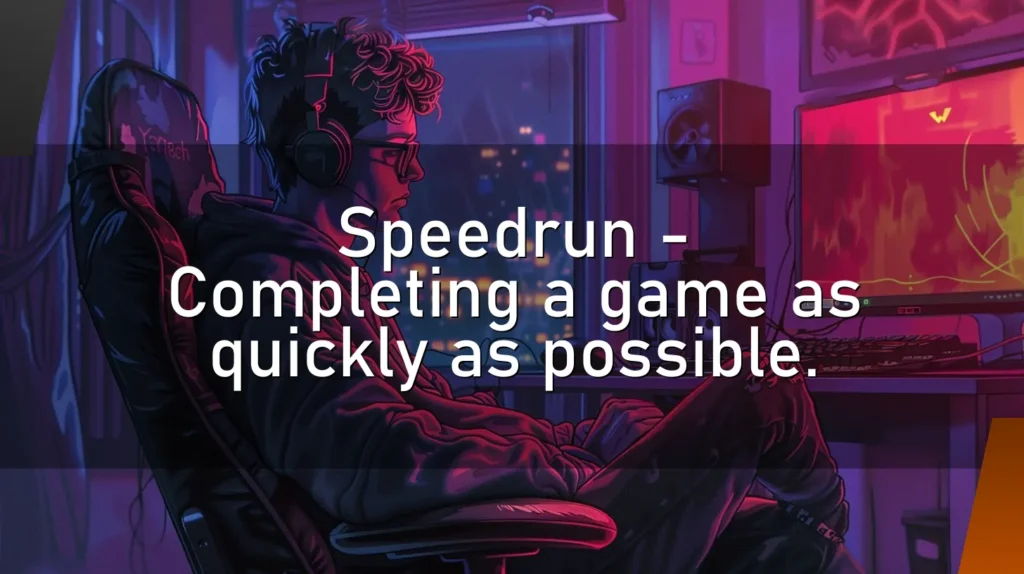 Speedrun – Completing a game as quickly as possible.